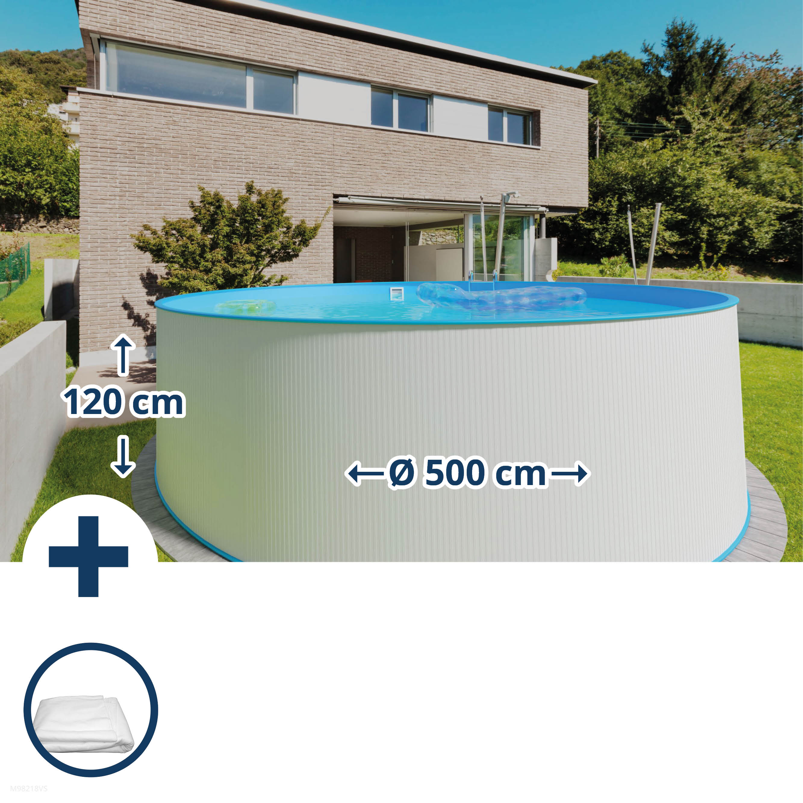 Stahlwandpool Set (2-teilig) rund 500 x 120 cm, Stahl 0,4 mm weiß Folie 0,4 mm blau Stahlwandpool Set (2-teilig) rund 500 x 120 cm, Stahl 0,4 mm weiß Folie 0,4 mm blau